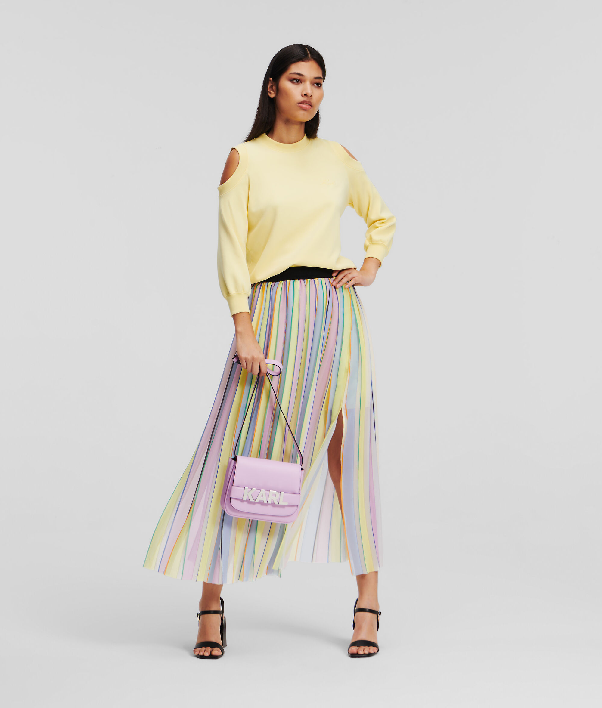 (image for) First-Class Pleated Striped Maxi Skirt